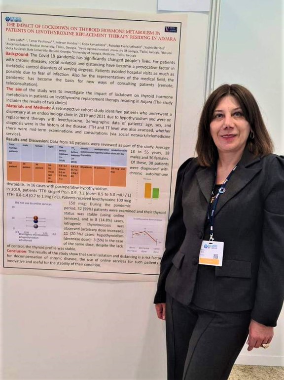 An academic staff member of Avicenna - Batumi Medical University, Assistant Liana Jashi's poster presentation at the 25th European Congress of Endocrinology
